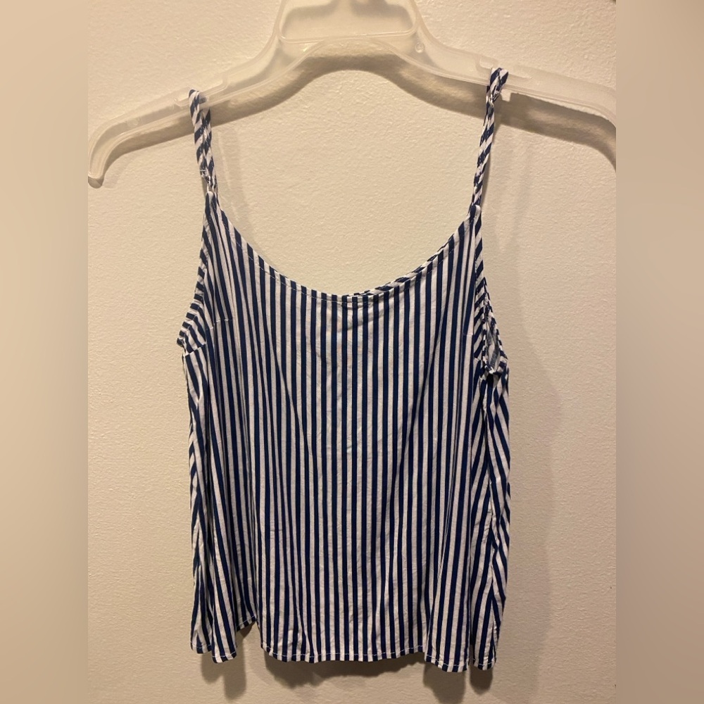 H&M Navy and White Striped Crop Top